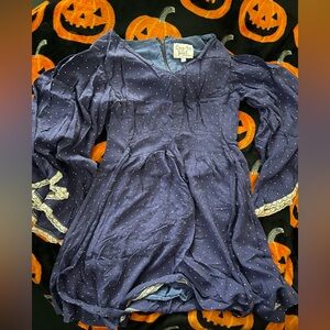 Bea & Dot ModCloth polka dot ruffle sleeve knee length dress size L